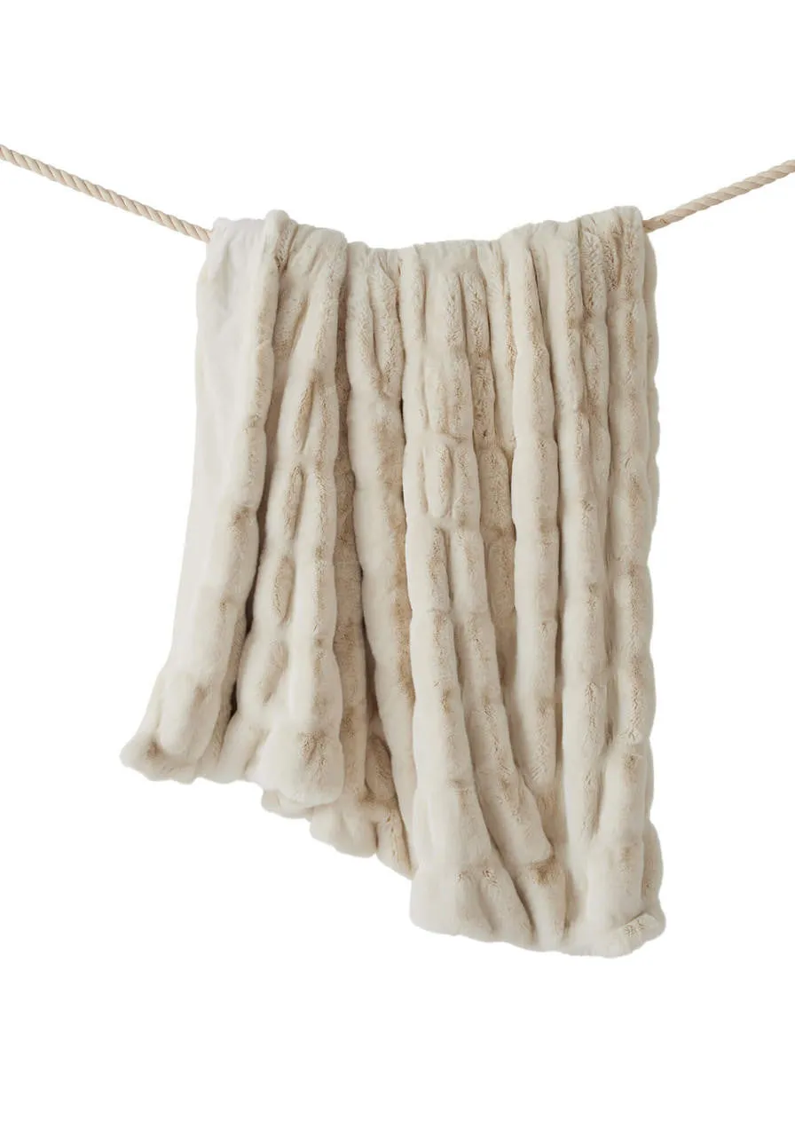 Ivory Mink Couture Collection Faux Fur Throw