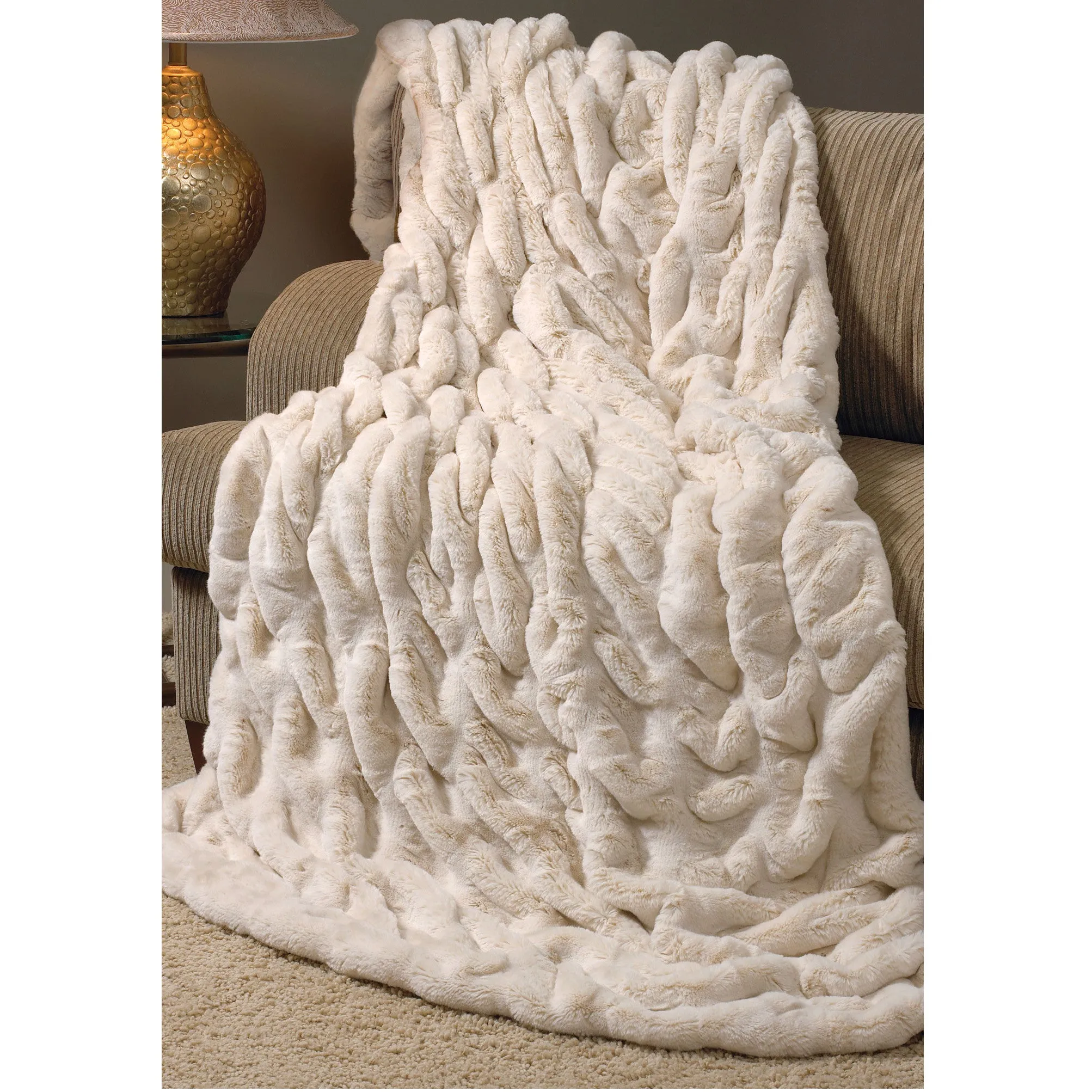 Ivory Mink Couture Collection Faux Fur Throw