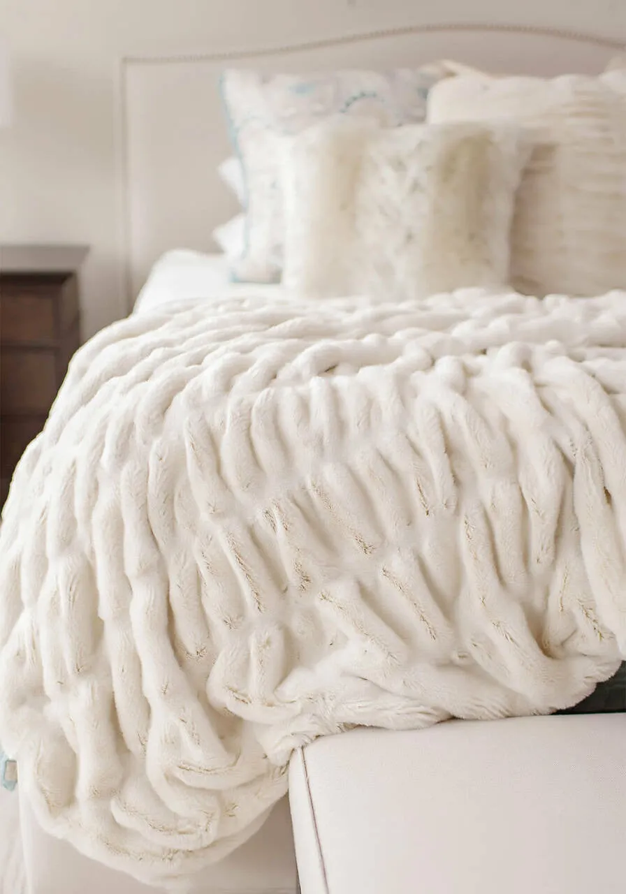 Ivory Mink Couture Collection Faux Fur Throw