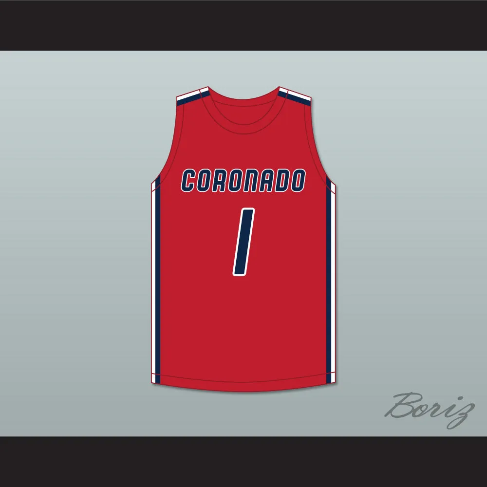 Jaden Hardy 1 Coronado High School Cougars Red Basketball Jersey 2