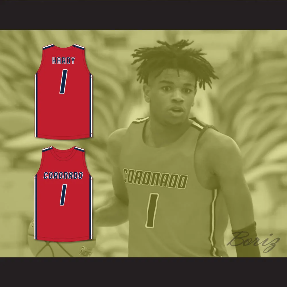 Jaden Hardy 1 Coronado High School Cougars Red Basketball Jersey 2