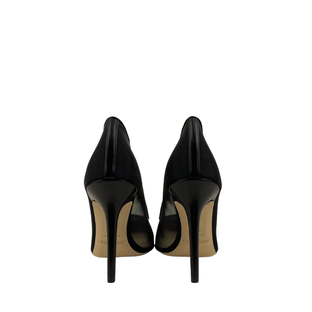 Jimmy Choo Amika Black Diamond Mesh Pumps - Size 38.5