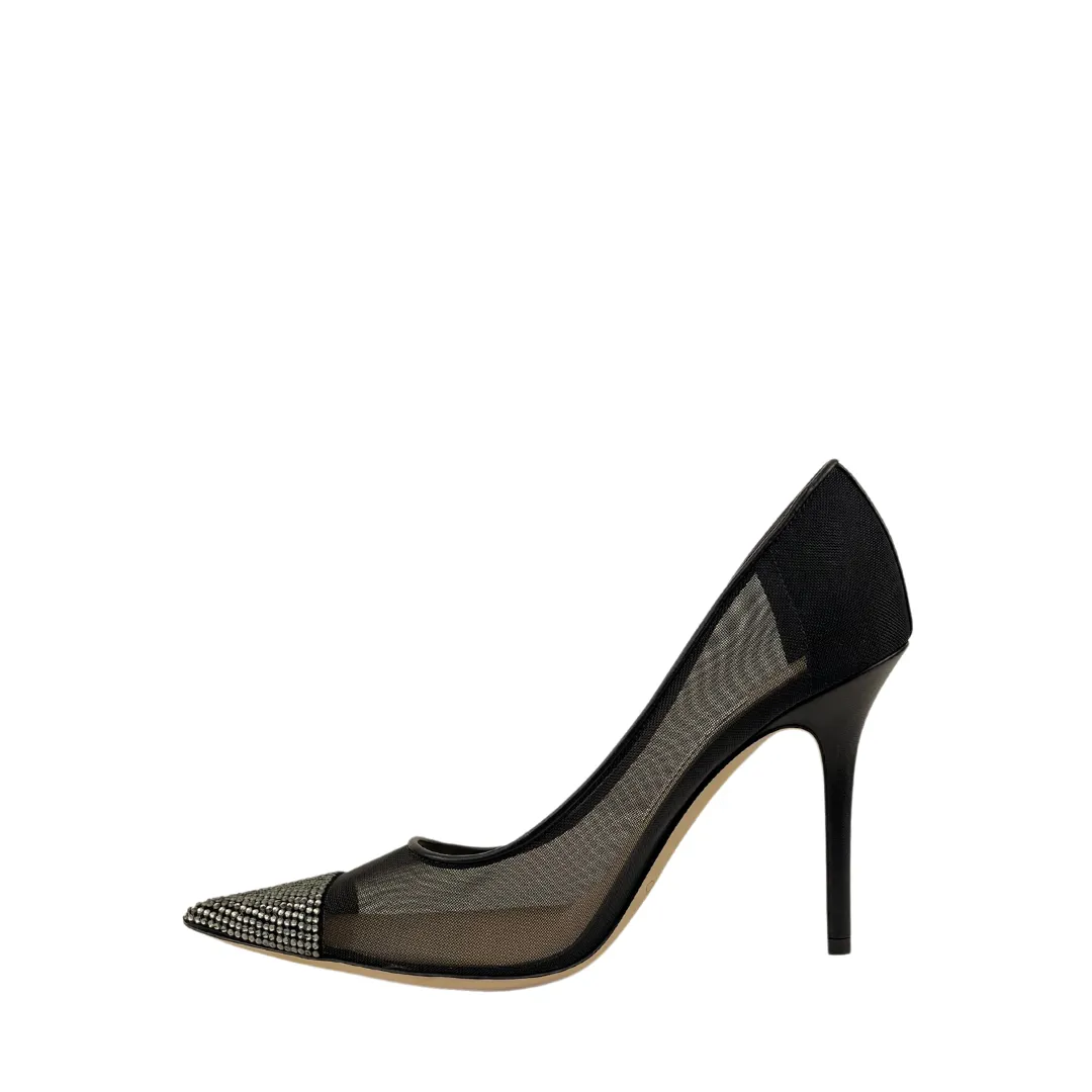 Jimmy Choo Amika Black Diamond Mesh Pumps - Size 38.5
