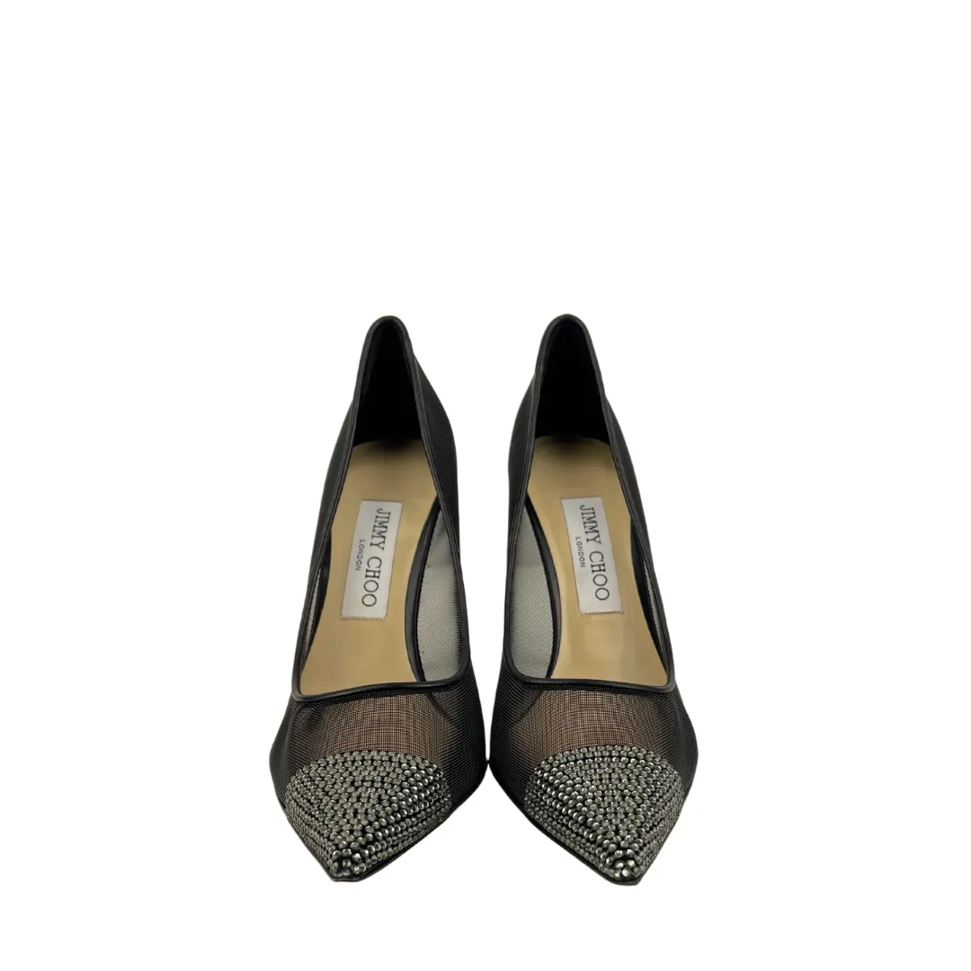 Jimmy Choo Amika Black Diamond Mesh Pumps - Size 38.5
