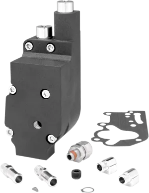 Jims 1753B Flow Pro 1 Billet Oil Pump Complete Assembly - Black with Bottom Feed/Return Oil Lines