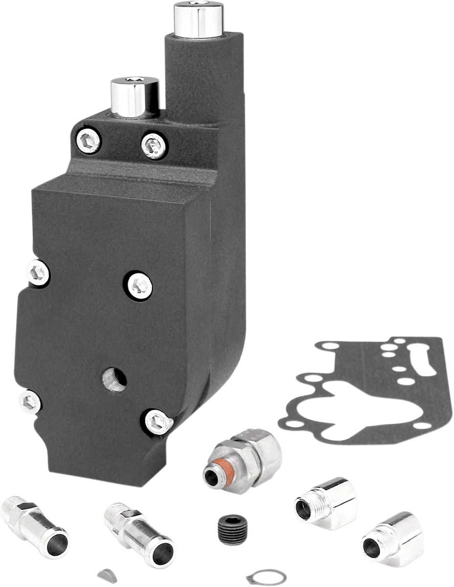 Jims 1753B Flow Pro 1 Billet Oil Pump Complete Assembly - Black with Bottom Feed/Return Oil Lines