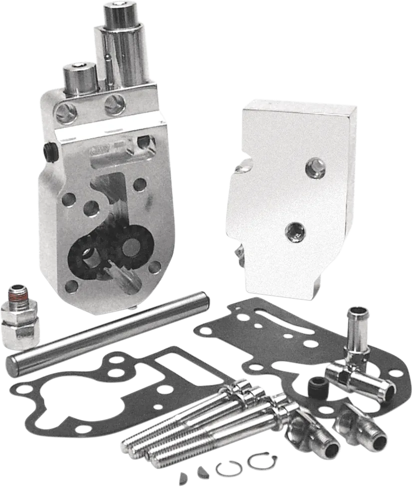Jims 1753B Flow Pro 1 Billet Oil Pump Complete Assembly - Black with Bottom Feed/Return Oil Lines
