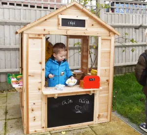 Kids Beautifully Crafted Montessori Natural Wooden Playhouse | Cafe | Shop | 18m 
