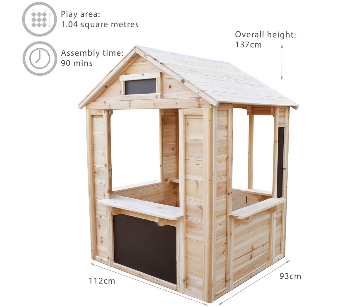 Kids Beautifully Crafted Montessori Natural Wooden Playhouse | Cafe | Shop | 18m 