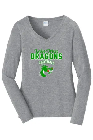 Ladies Long Sleeve Fan Favorite V-Neck Tee - LO Football