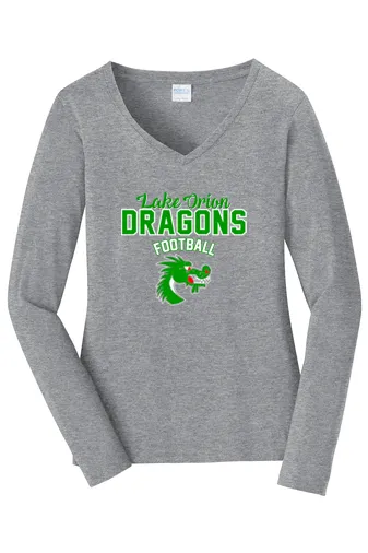 Ladies Long Sleeve Fan Favorite V-Neck Tee - LO Football
