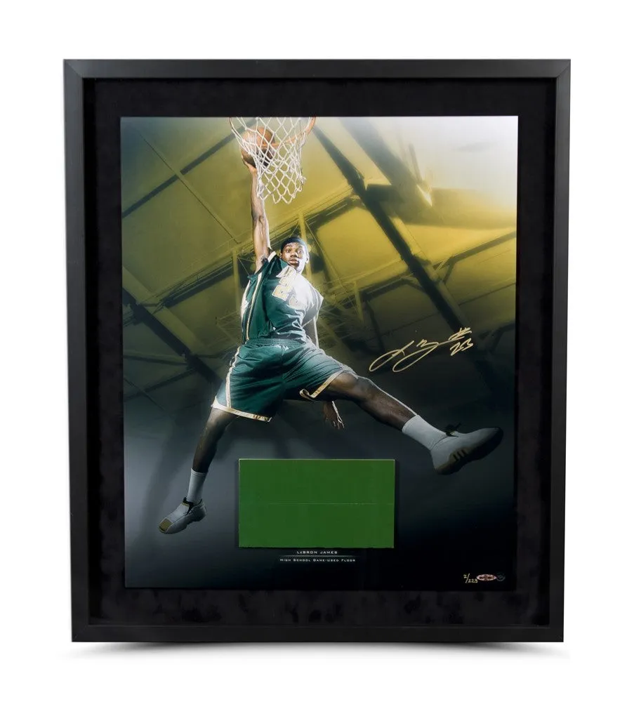 LeBron James High School Dunk Photo & Game Used Floor