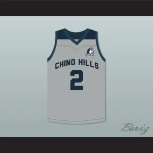 Lonzo Ball 2 Chino Hills Huskies Gray Basketball Jersey with Patch