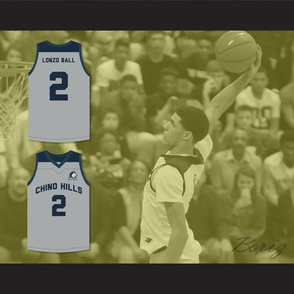 Lonzo Ball 2 Chino Hills Huskies Gray Basketball Jersey with Patch