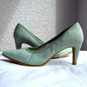 Lori Goldstein Collection Women's Washed Linen Pumps Frosted Mint Size 8.5M
