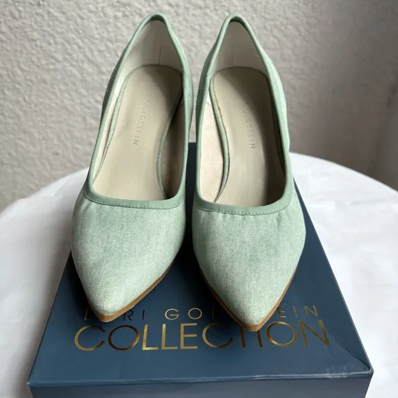 Lori Goldstein Collection Women's Washed Linen Pumps Frosted Mint Size 8.5M