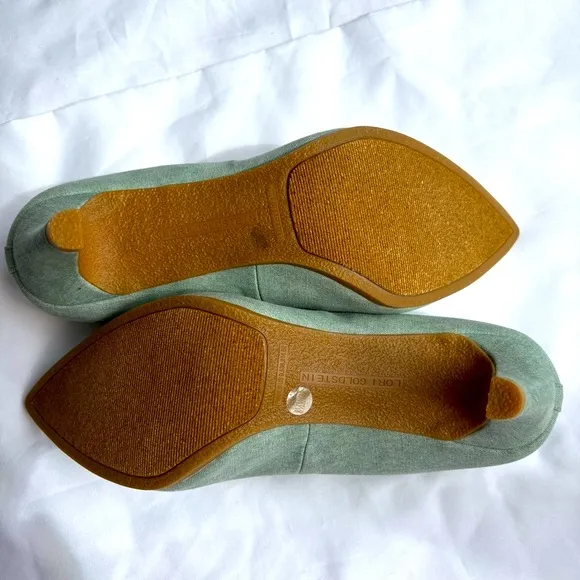Lori Goldstein Collection Women's Washed Linen Pumps Frosted Mint Size 8.5M