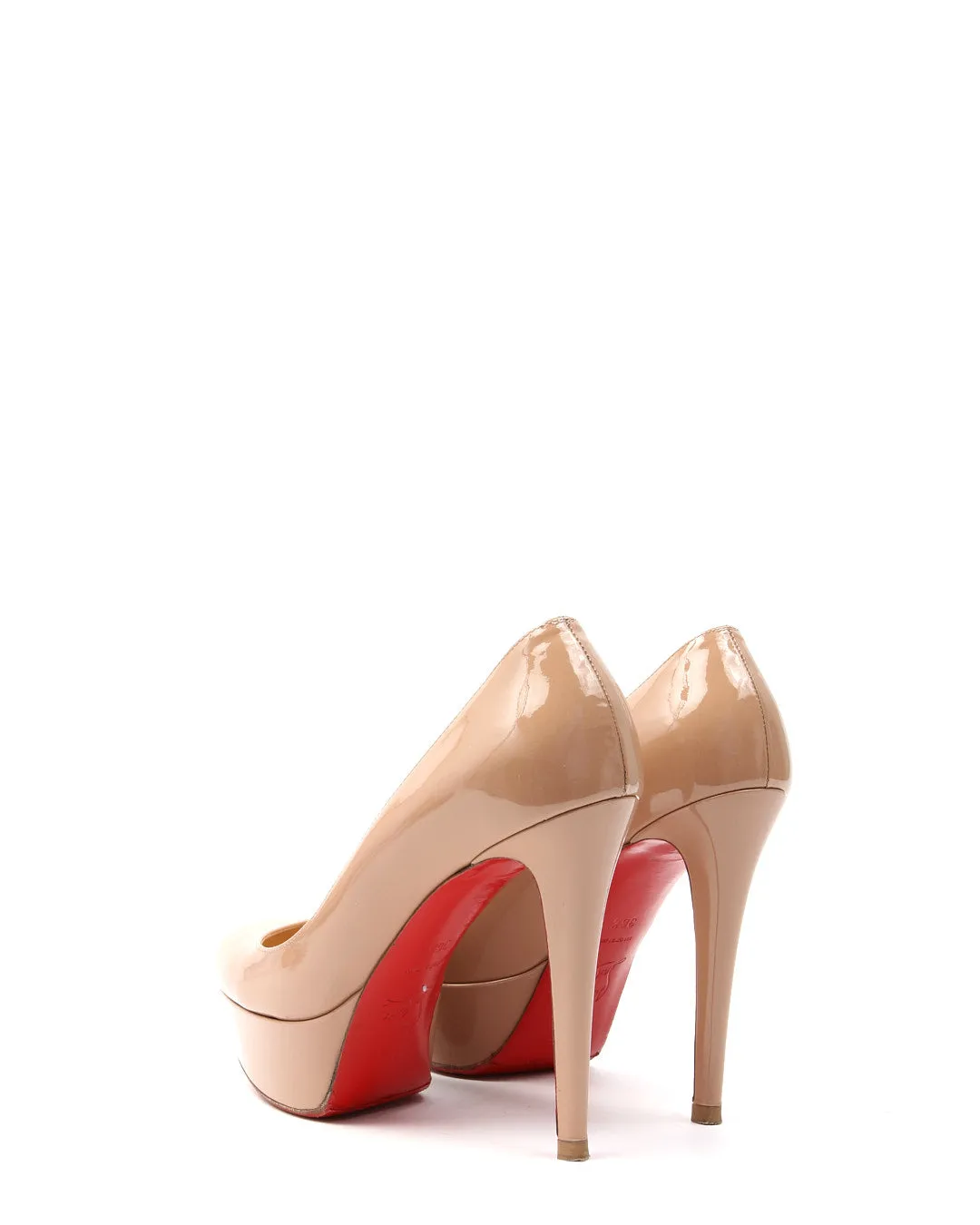 Louboutin Nude Patent Bianca Platform Pumps - 36.5