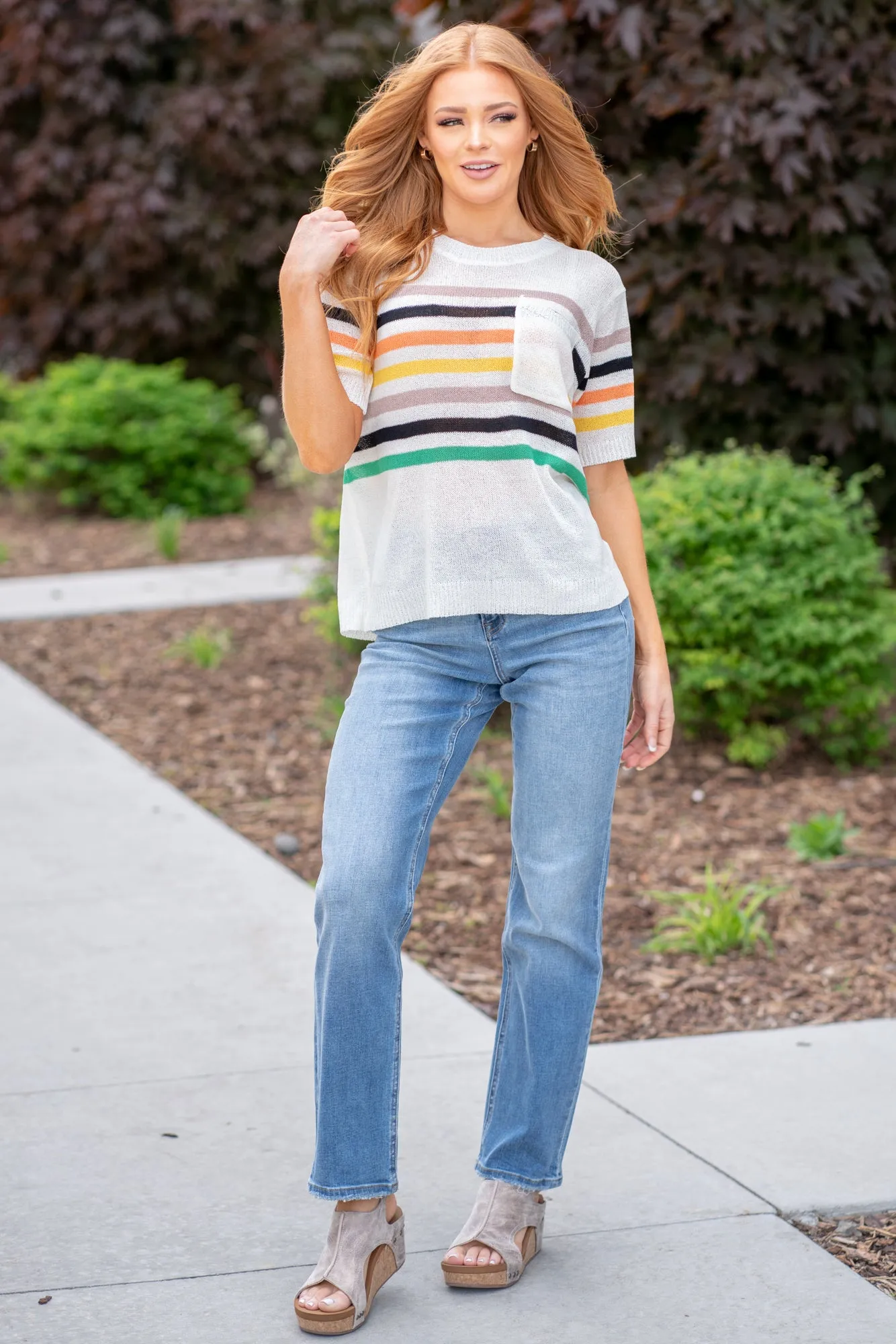 Low Gauge Sweater Top - Color Striped