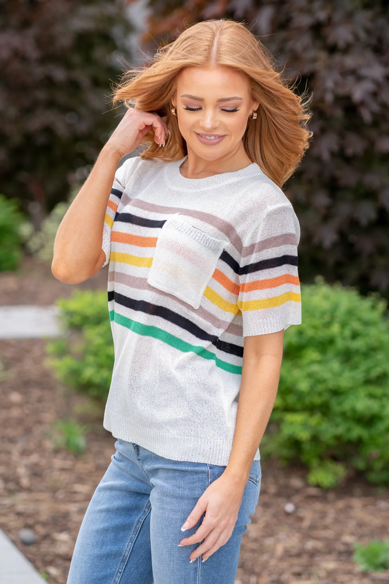 Low Gauge Sweater Top - Color Striped