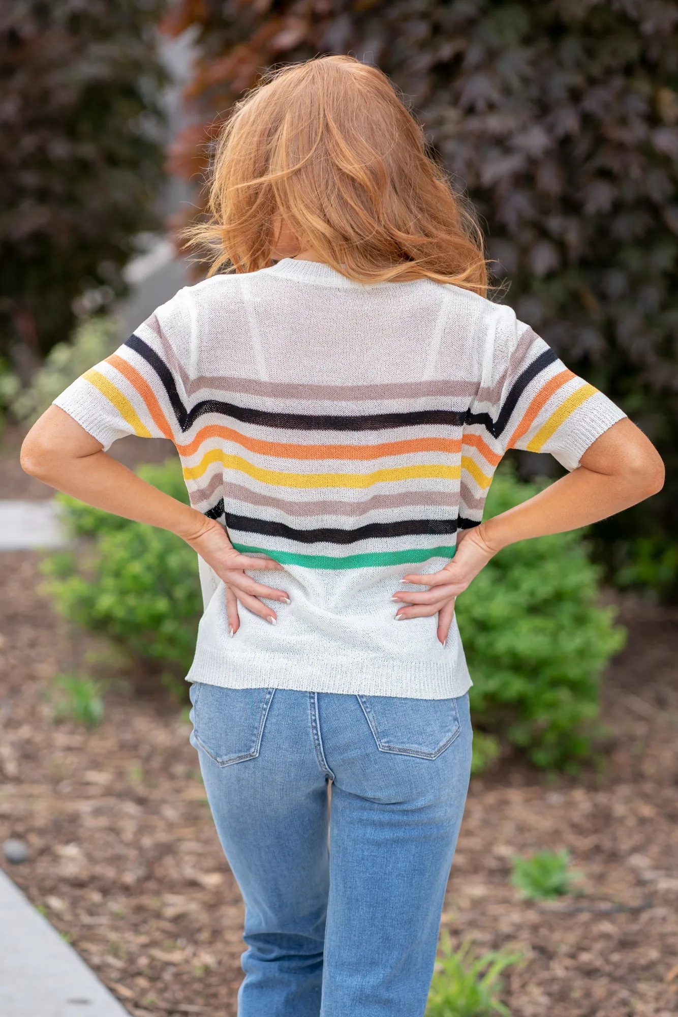 Low Gauge Sweater Top - Color Striped