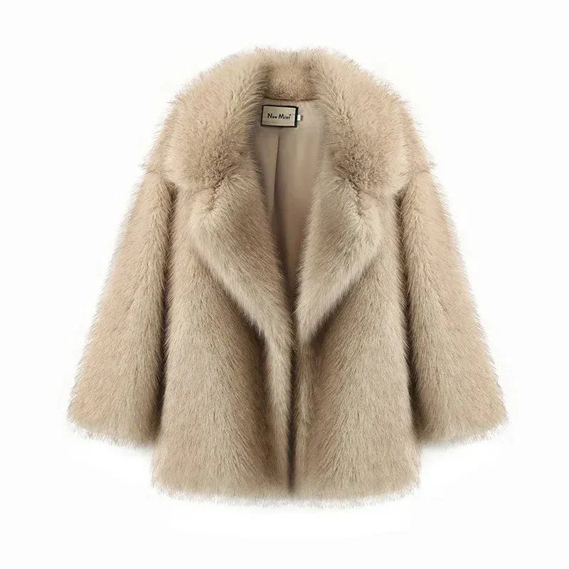 Luxury Faux Fur Gradient Oversized Coat – Chic Winter Fashion for Women