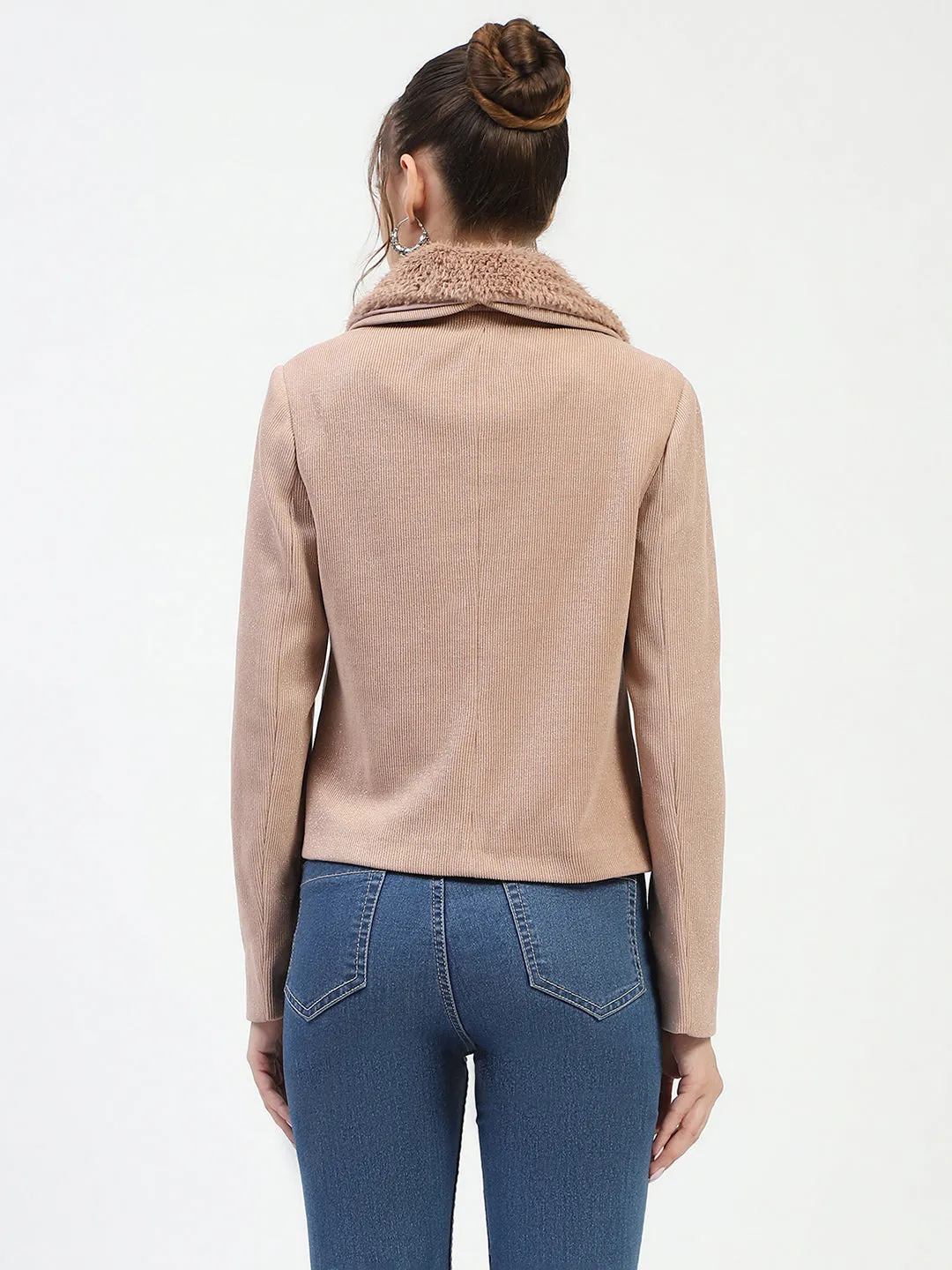 Madame Beige Coat with Faux Fur Collar