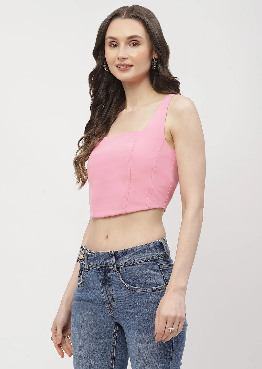 Madame Solid Pink Corset Style Top