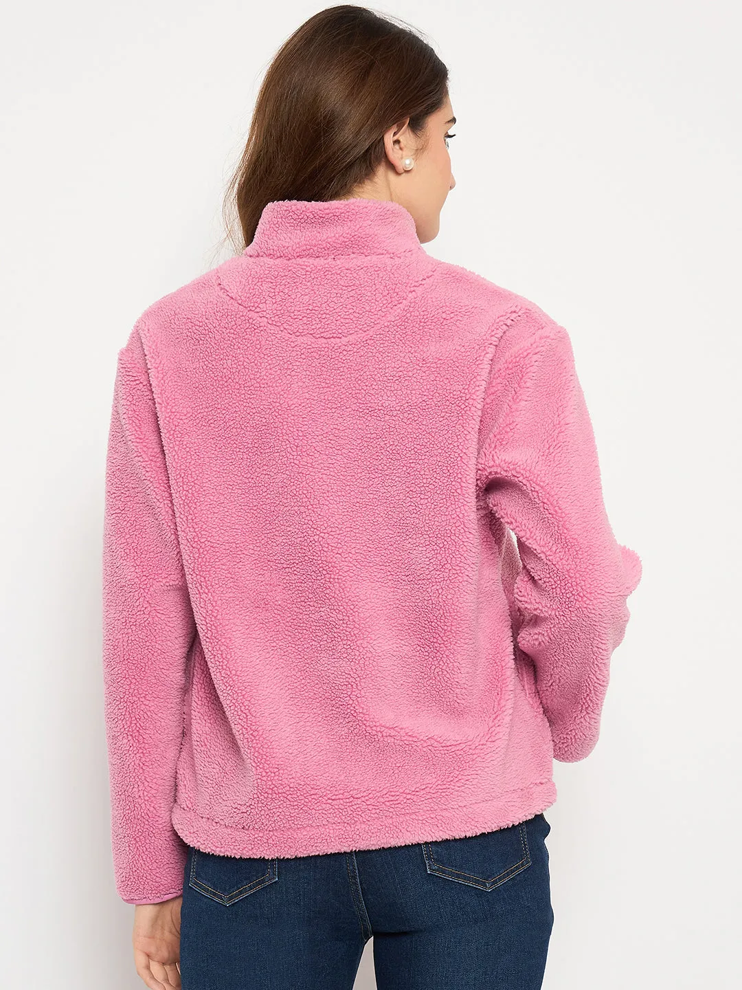 Madame Taffeta Patch Zipped Pink Fur Sweatshirt
