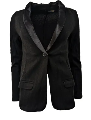 Majestic Filatures Women's Black Fur Lapel Blazer Size X-Small NWT