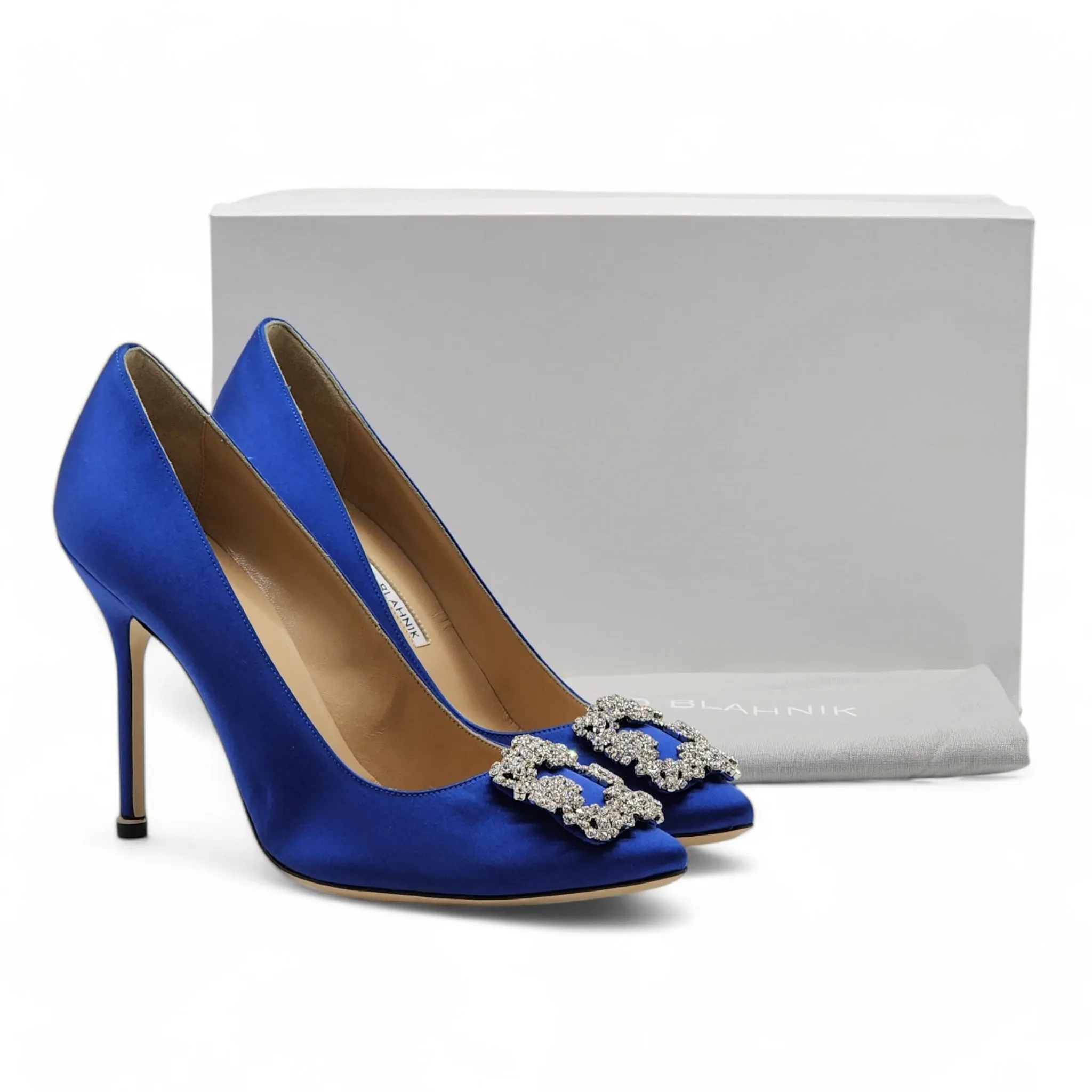 Manolo Blahnik Hangisi Pumps 105mm - Satin - Blue 40