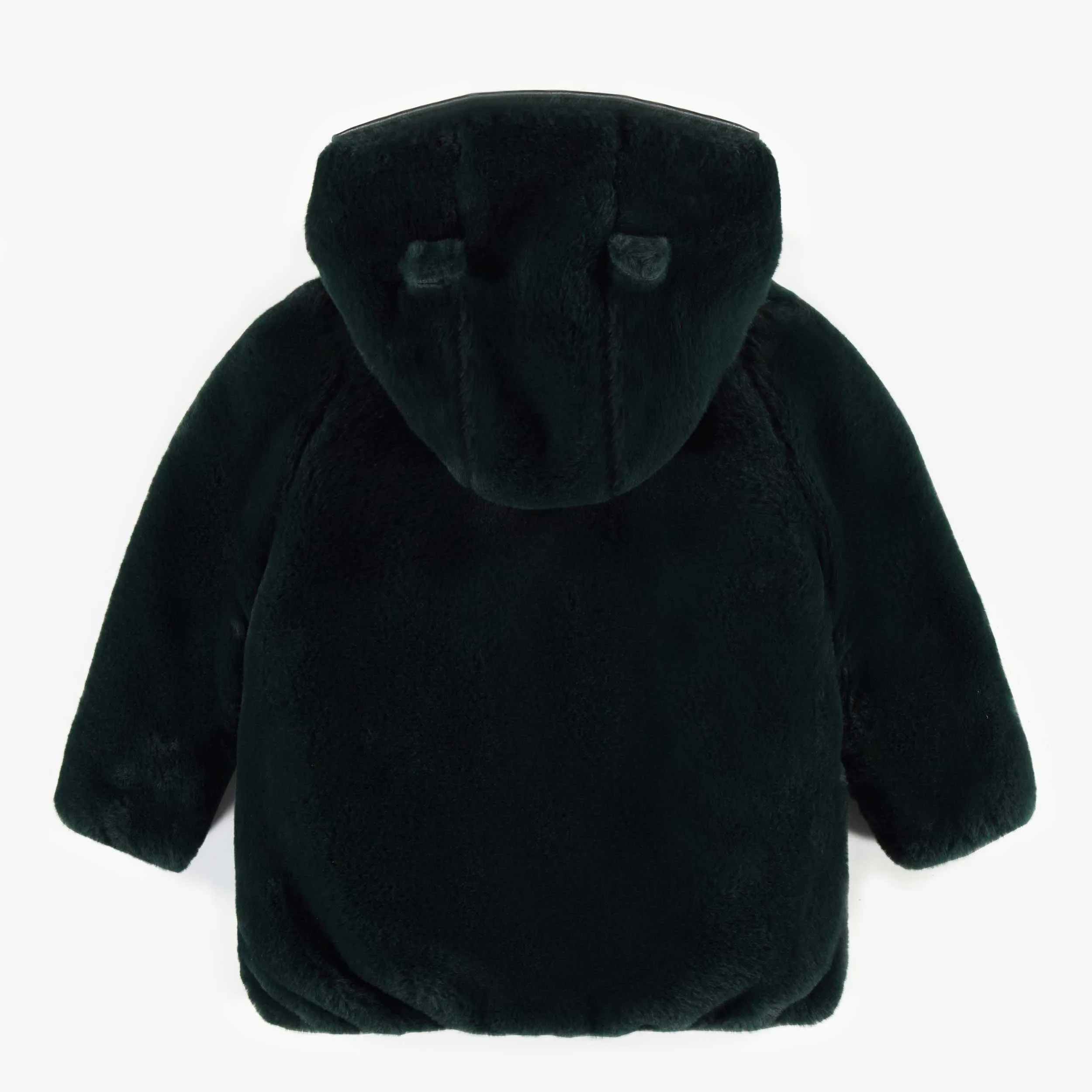 Manteau vert en fausse fourrure réversible, bébé || Reversible faux fur green coat, baby
