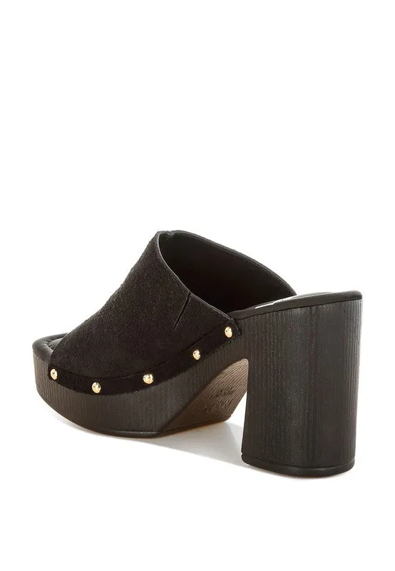 Masaki Soft Suede Leather Wooden Clogs