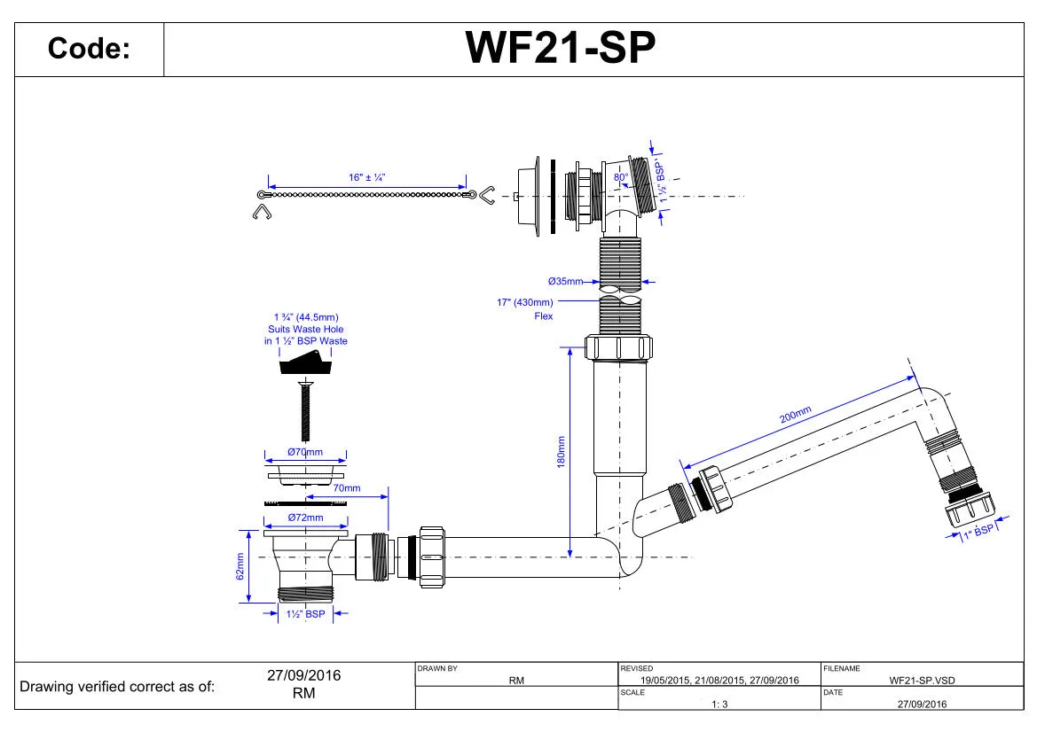 McAlpine WF21-SP Wasteflow with side inlet connection for 19/23mm condensate or condense drain