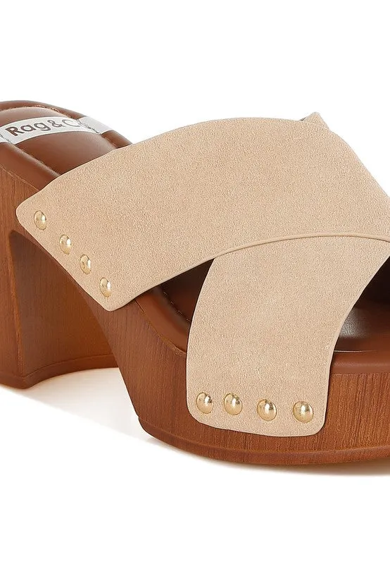 Mearsk Genuine Suede Leather Clogs