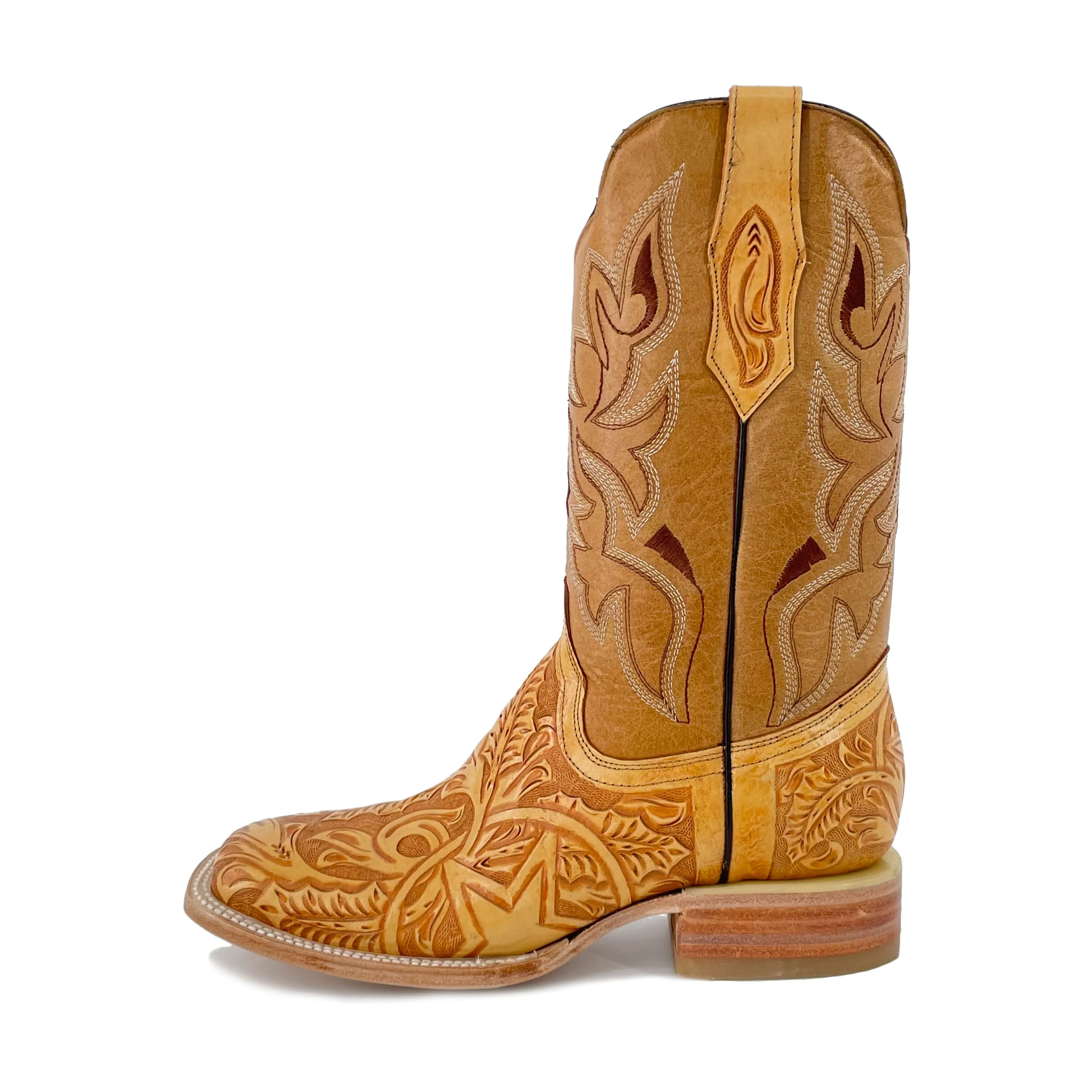 Men's Bulldog Hand Tooled Boots - Lone Star Natural