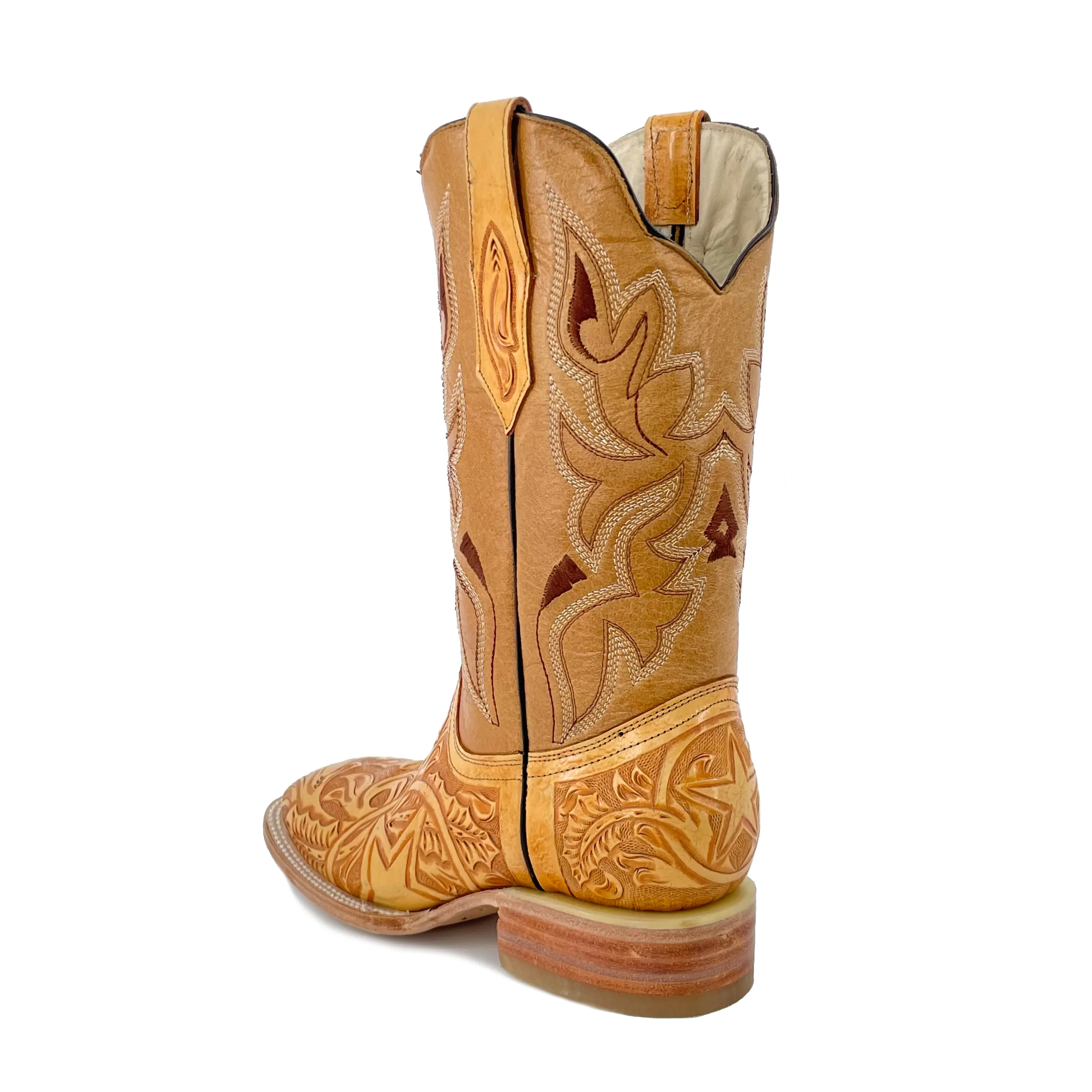 Men's Bulldog Hand Tooled Boots - Lone Star Natural