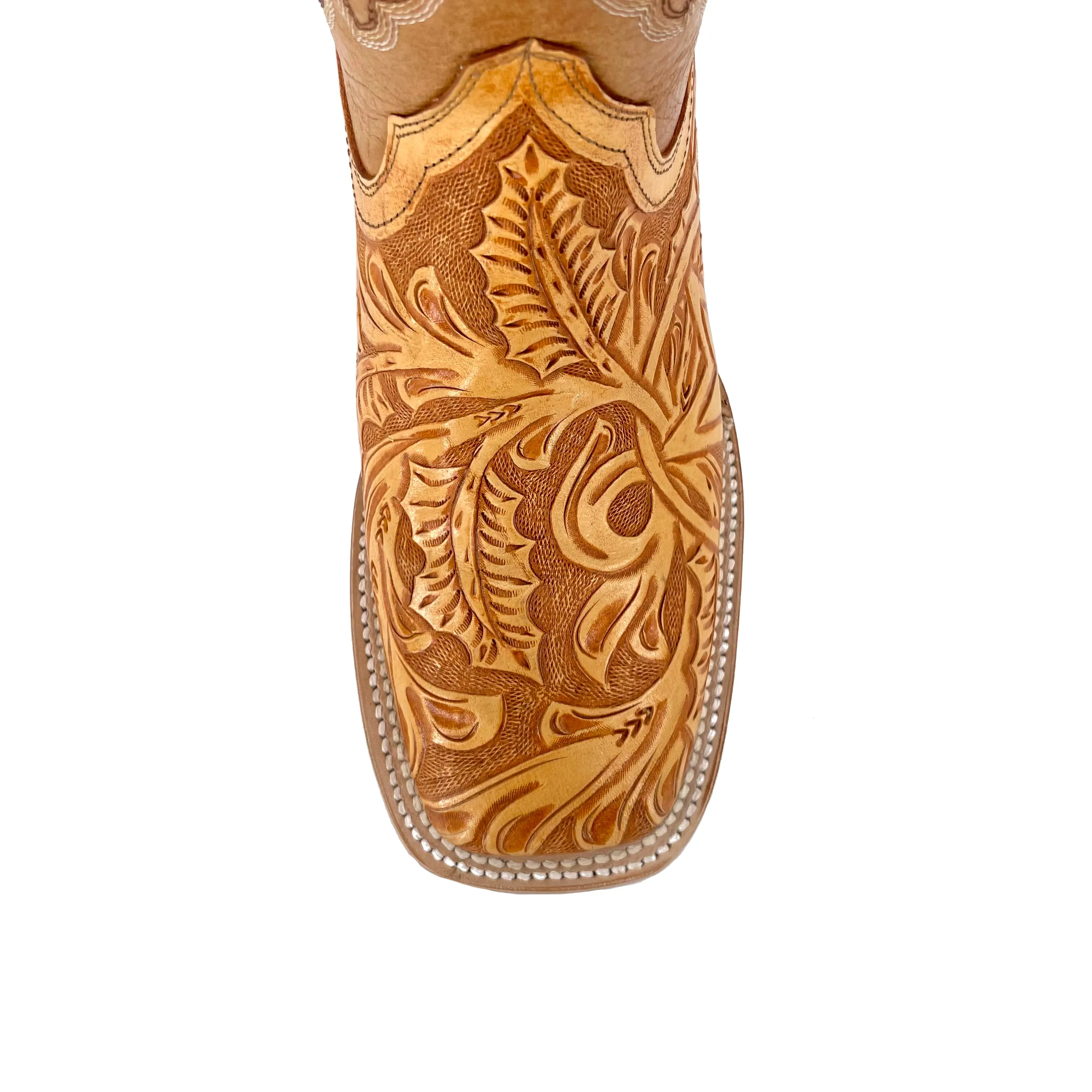 Men's Bulldog Hand Tooled Boots - Lone Star Natural