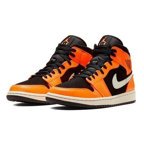 Men's Jordan 1 High Basketball Shoes - Orange Black