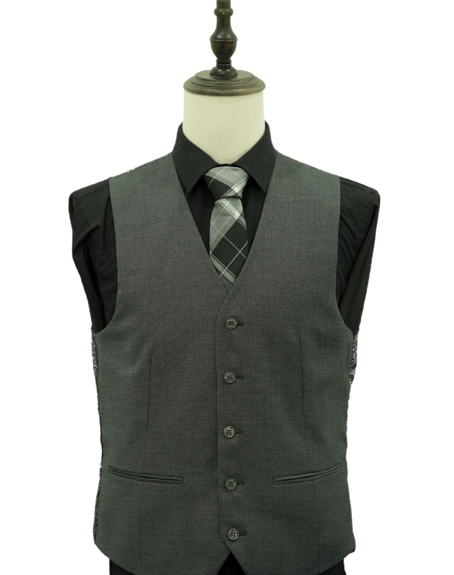 Michael Adams Textured Modern Fit Vested Suit - Charcoal 3220