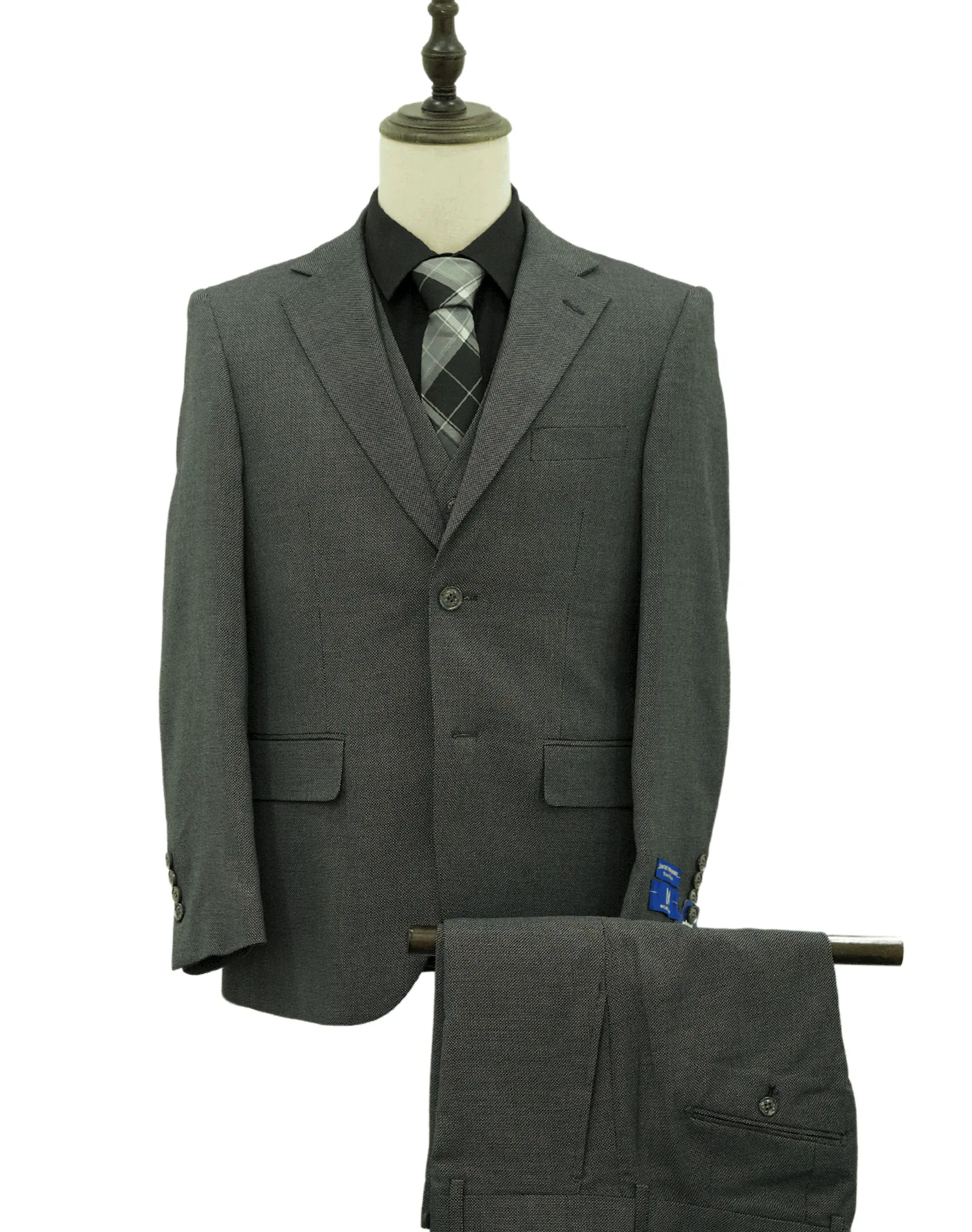 Michael Adams Textured Modern Fit Vested Suit - Charcoal 3220