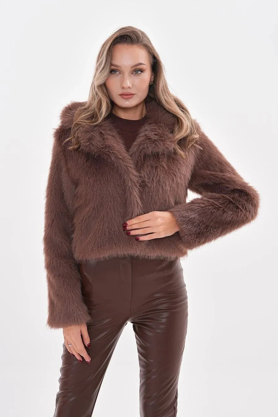 Mink Faux Fur Crop Jacket - Soft & Stylish Winter Coat