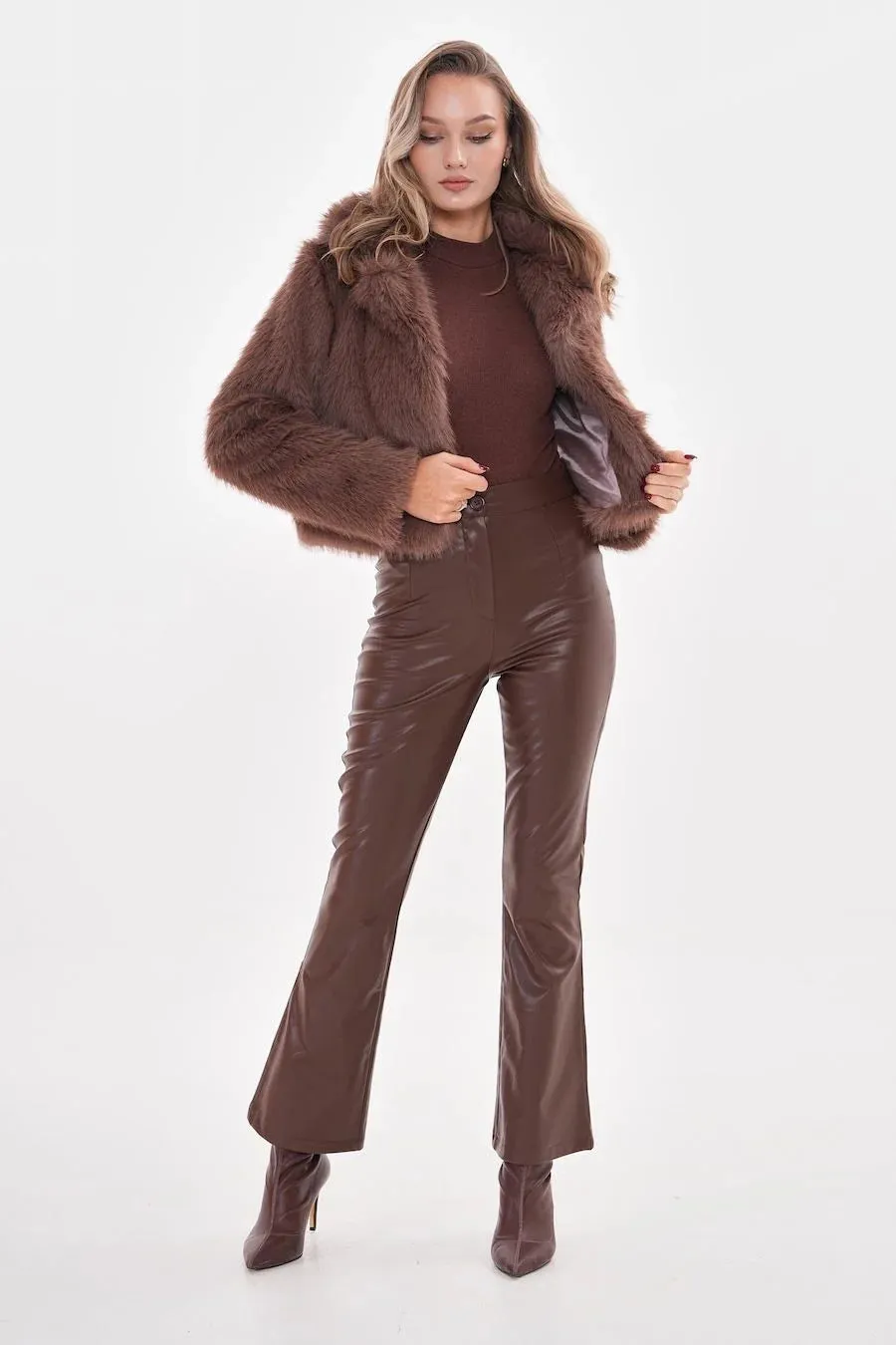 Mink Faux Fur Crop Jacket - Soft & Stylish Winter Coat