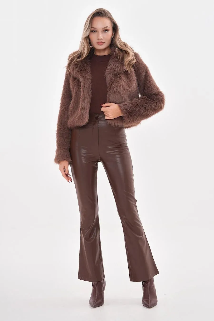 Mink Faux Fur Crop Jacket - Soft & Stylish Winter Coat