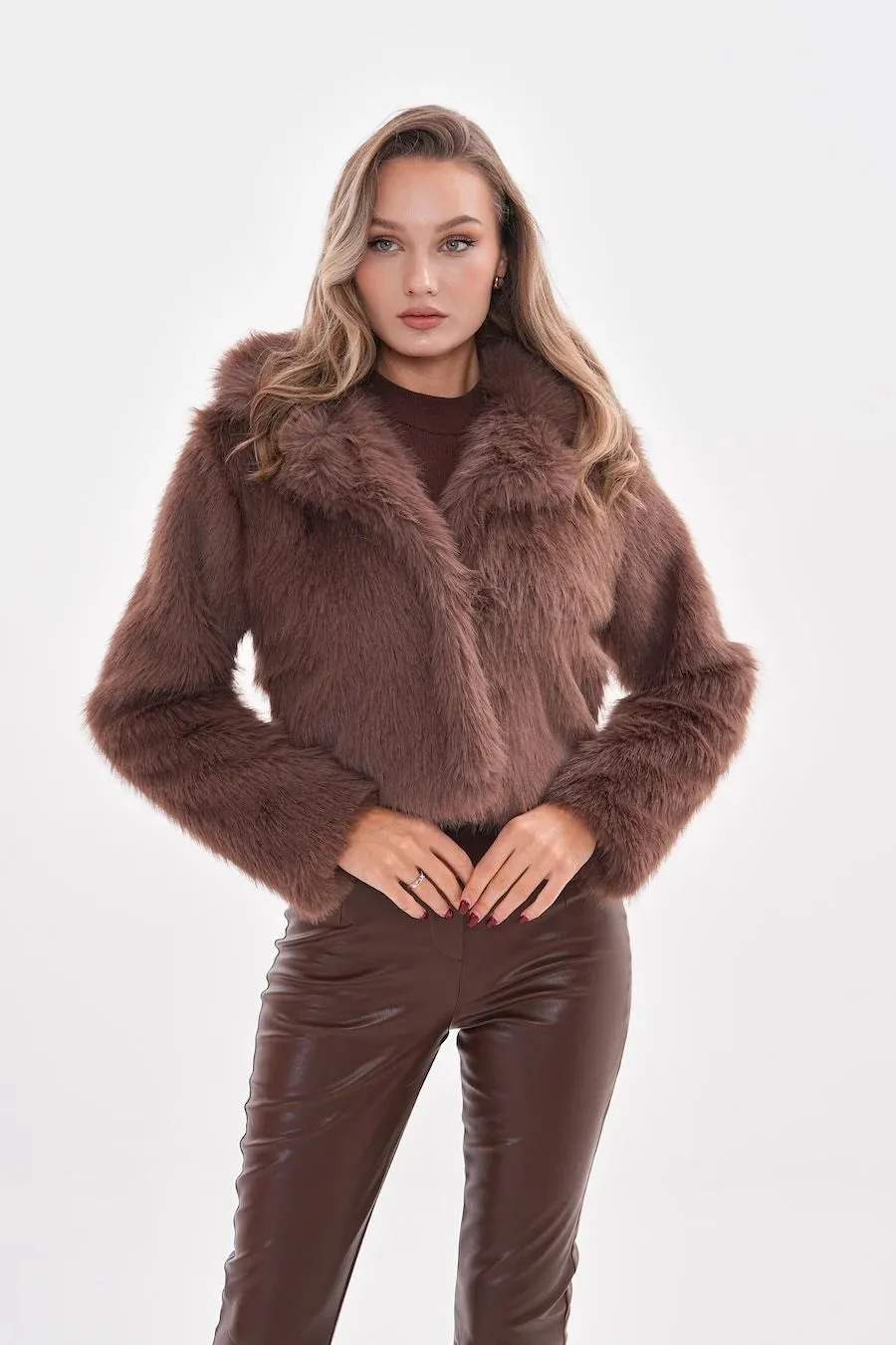 Mink Faux Fur Crop Jacket - Soft & Stylish Winter Coat
