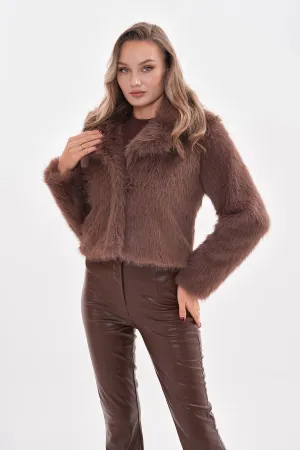 Mink Faux Fur Crop Jacket - Soft & Stylish Winter Coat