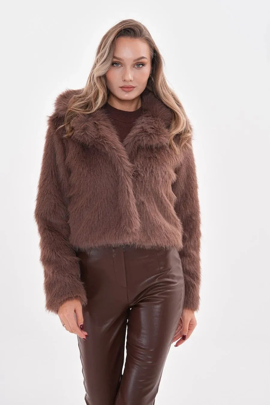 Mink Faux Fur Crop Jacket - Soft & Stylish Winter Coat