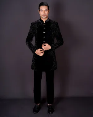 MOF Embroidered black sherwani