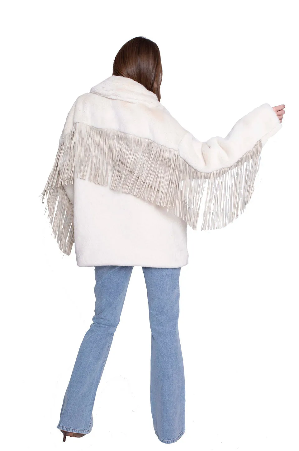 Moonlight Fringe Fur Jacket - Vanilla Bean