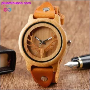 Moose Deer Elk Face Bamboo Wrist Watch